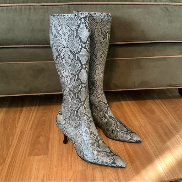 mid calf snakeskin boots